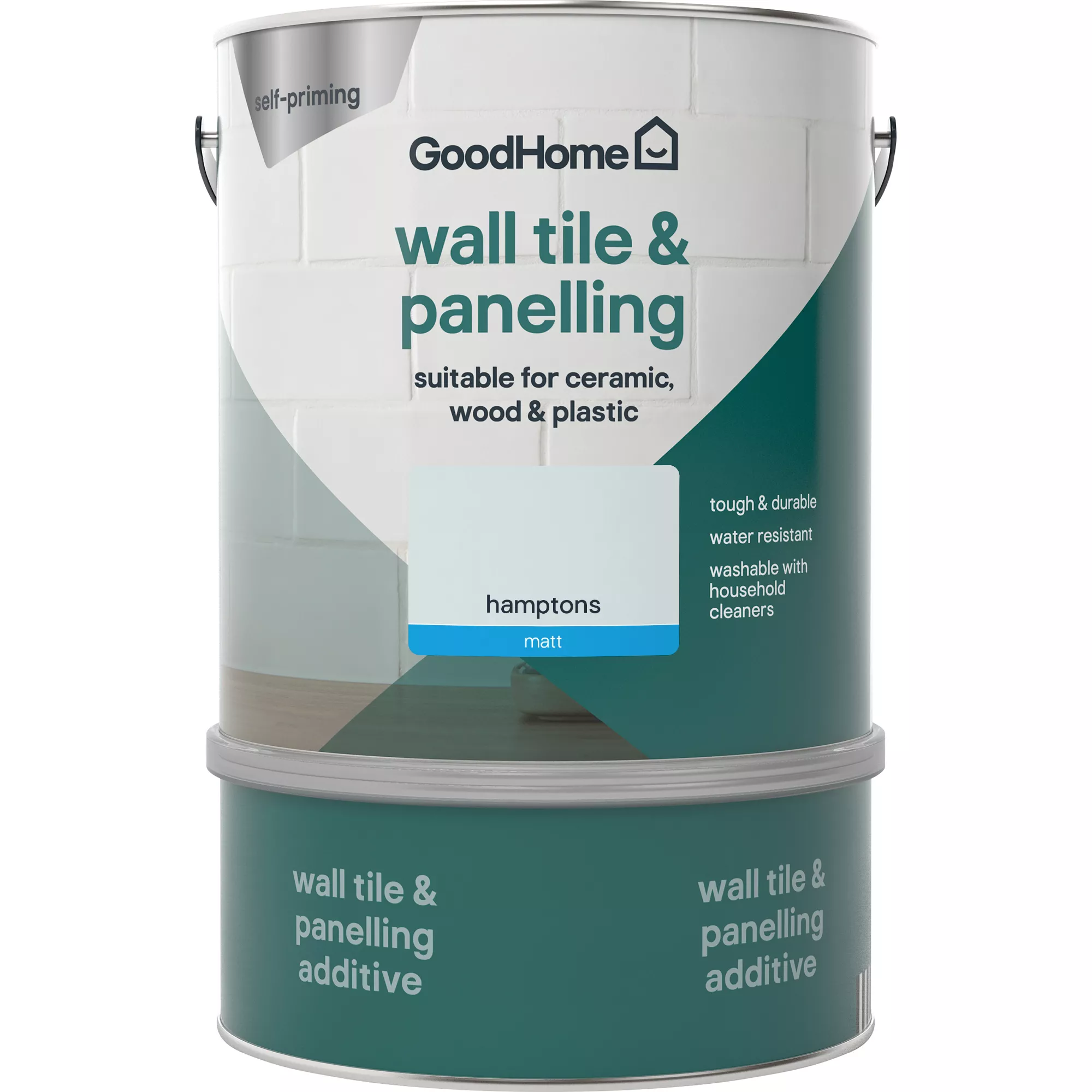 GoodHome Renovation Hamptons Matt Wall tile & panelling paint, 2L GoodHome Renovation Hamptons Matt Wall Tile & Panelling Paint, 2L -trade point store goodhome renovation hamptons matt wall tile panelling paint 2l5059340288451 02c