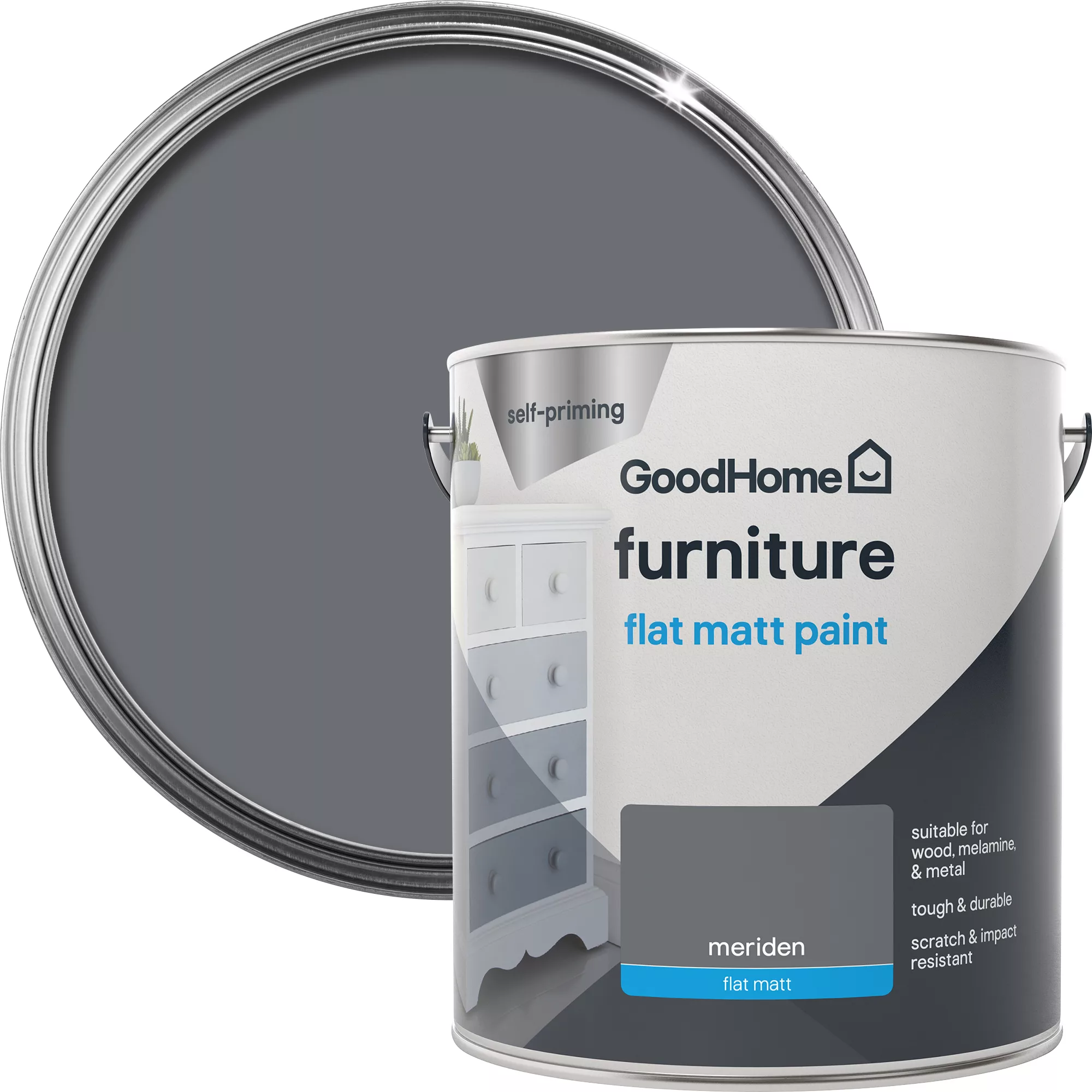 GoodHome Renovation Meriden Flat matt Furniture paint, 2L GoodHome Renovation Meriden Flat Matt Furniture Paint, 2L -trade point store goodhome renovation meriden flat matt furniture paint 2l5059340288833 21c
