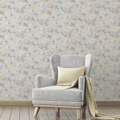 GoodHome Sandridge Grey & Yellow Floral Metallic Effect Smooth Wallpaper 5 GoodHome Sandridge Grey & Yellow Floral Metallic Effect Smooth Wallpaper -trade point store goodhome sandridge grey yellow floral metallic effect smooth wallpaper5059340433455 20i