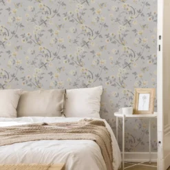 GoodHome Sandridge Grey & Yellow Floral Metallic Effect Smooth Wallpaper 6 GoodHome Sandridge Grey & Yellow Floral Metallic Effect Smooth Wallpaper -trade point store goodhome sandridge grey yellow floral metallic effect smooth wallpaper5059340433455 21i