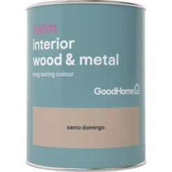 GoodHome Santo Domingo Satin Metal & Wood Paint, 750ml 3 GoodHome Santo Domingo Satin Metal & Wood Paint, 750ml -trade point store goodhome santo domingo satin metal wood paint 750ml5036581059361 02c BQ