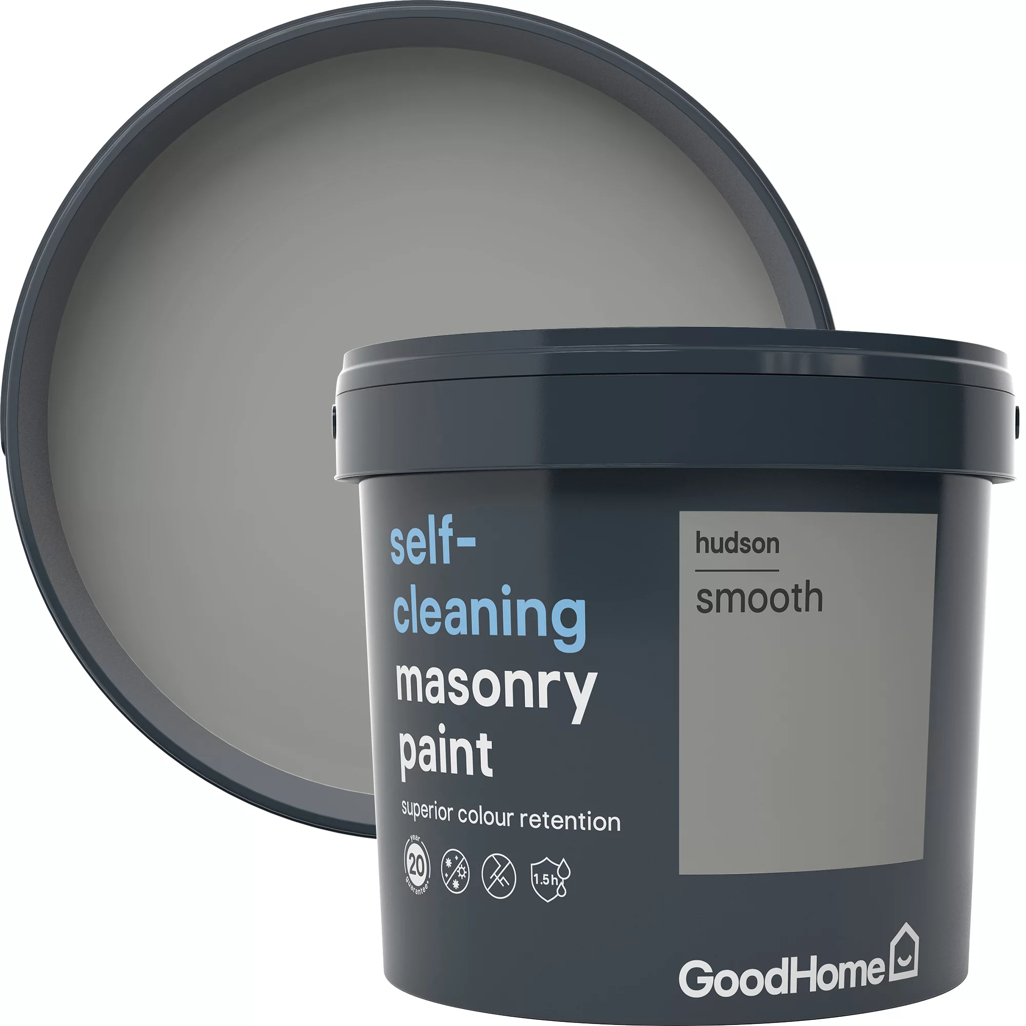 GoodHome Self-cleaning Hudson Smooth Matt Masonry paint, 5L GoodHome Self-cleaning Hudson Smooth Matt Masonry Paint, 5L -trade point store goodhome self cleaning hudson smooth matt masonry paint 5l3663602521358 02c bq