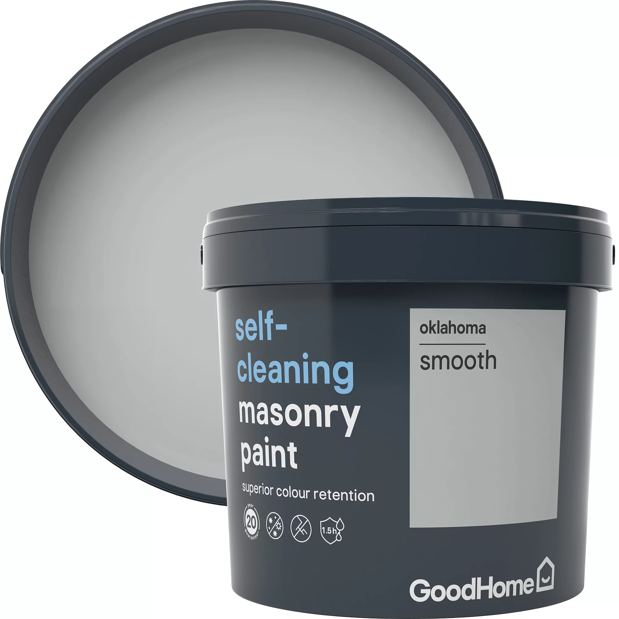 GoodHome Self-cleaning Oklahoma Smooth Matt Masonry paint, 5L GoodHome Self-cleaning Oklahoma Smooth Matt Masonry Paint, 5L -trade point store goodhome self cleaning oklahoma smooth matt masonry paint 5l3663602521327 02c bq