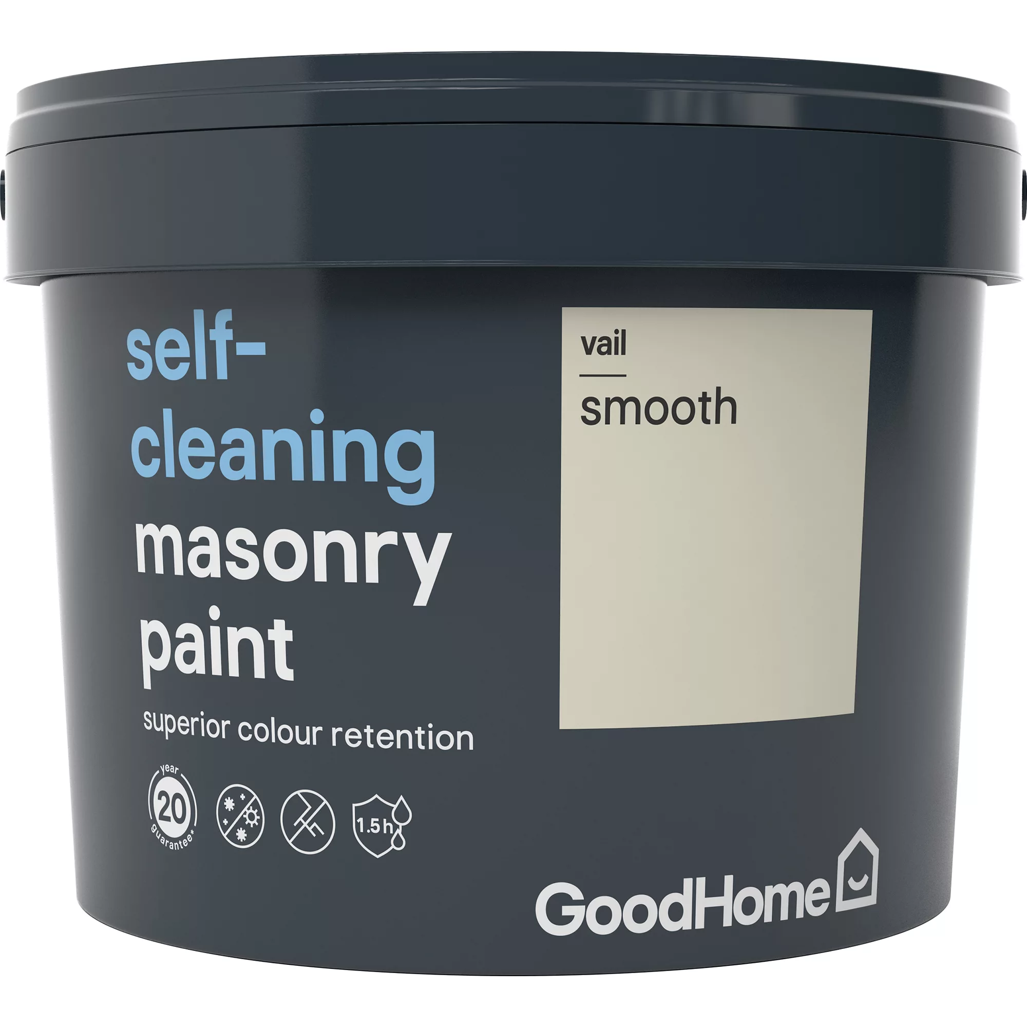 GoodHome Self-cleaning Vail Smooth Matt Masonry paint, 10L GoodHome Self-cleaning Vail Smooth Matt Masonry Paint, 10L -trade point store goodhome self cleaning vail smooth matt masonry paint 10l3663602522027 08c bq