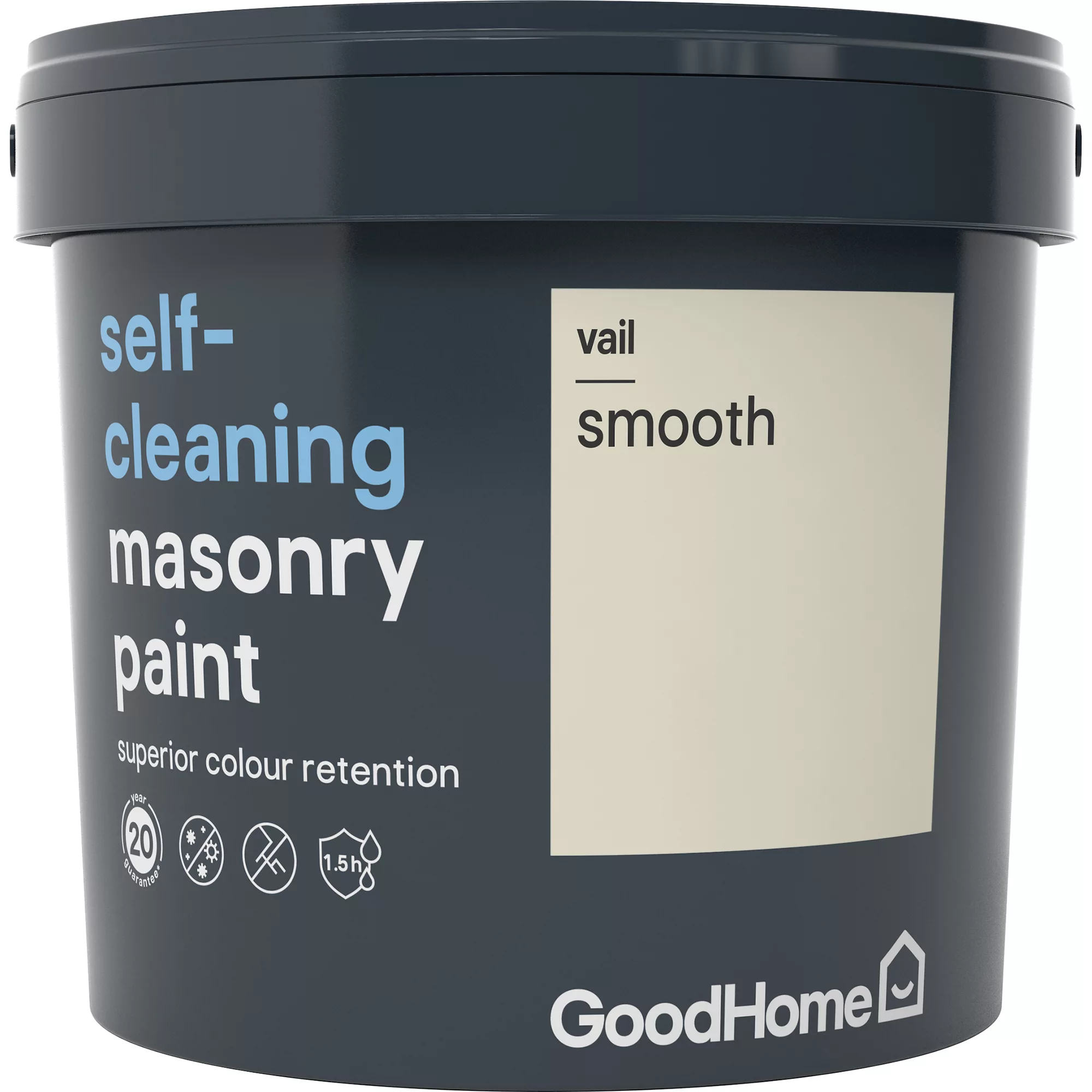 GoodHome Self-cleaning Vail Smooth Matt Masonry paint, 5L GoodHome Self-cleaning Vail Smooth Matt Masonry Paint, 5L -trade point store goodhome self cleaning vail smooth matt masonry paint 5l3663602521211 08c bq