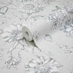 GoodHome Stanmer Beige Floral Mica Effect Textured Wallpaper