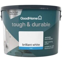 GoodHome Tough & Durable Brilliant White Matt Emulsion Paint, 10L 3 GoodHome Tough & Durable Brilliant White Matt Emulsion Paint, 10L -trade point store goodhome tough durable brilliant white matt emulsion paint 10l5059340232102 02c bq