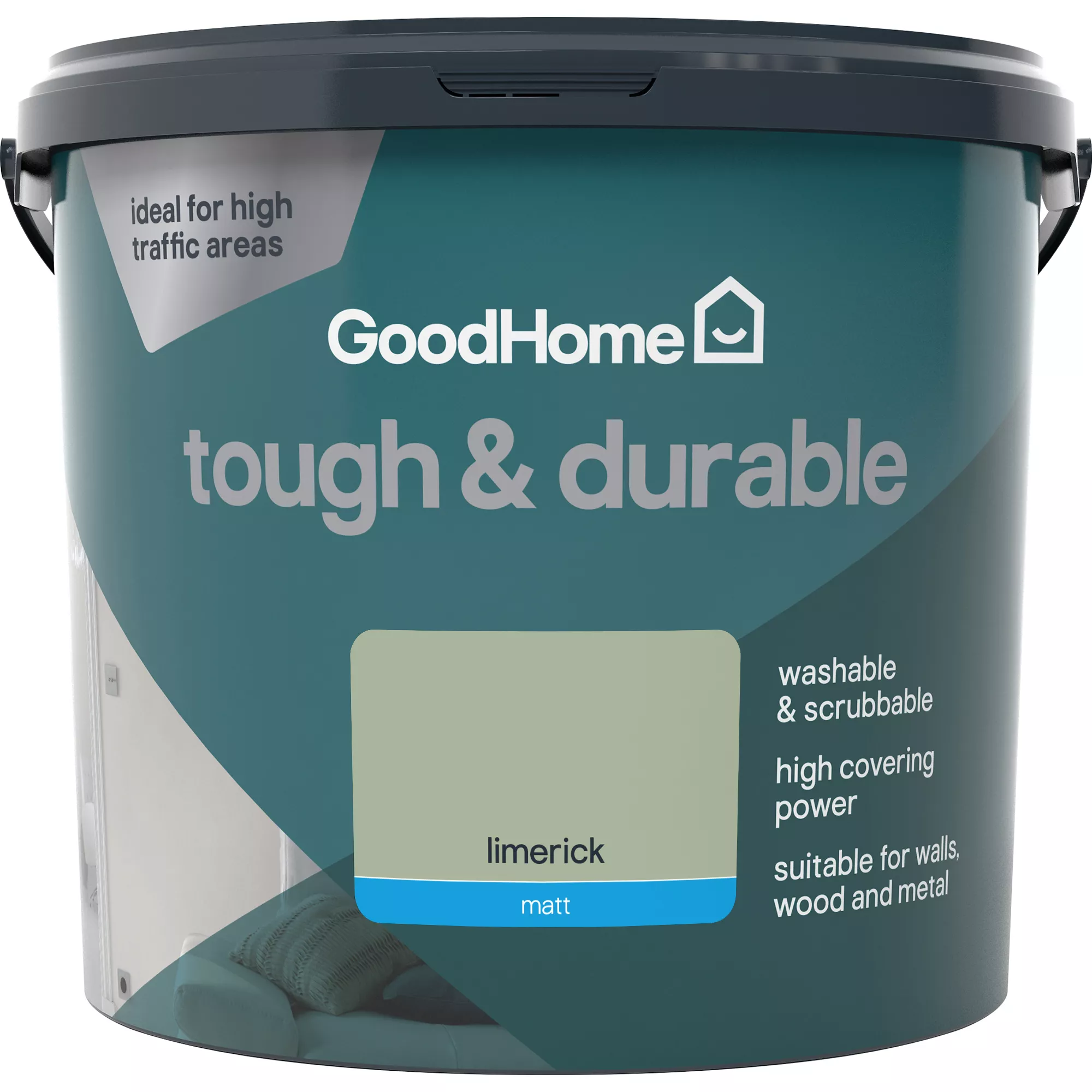 GoodHome Tough & Durable Limerick Matt Emulsion paint, 5L GoodHome Tough & Durable Limerick Matt Emulsion Paint, 5L -trade point store goodhome tough durable limerick matt emulsion paint 5l5059340273228 02c