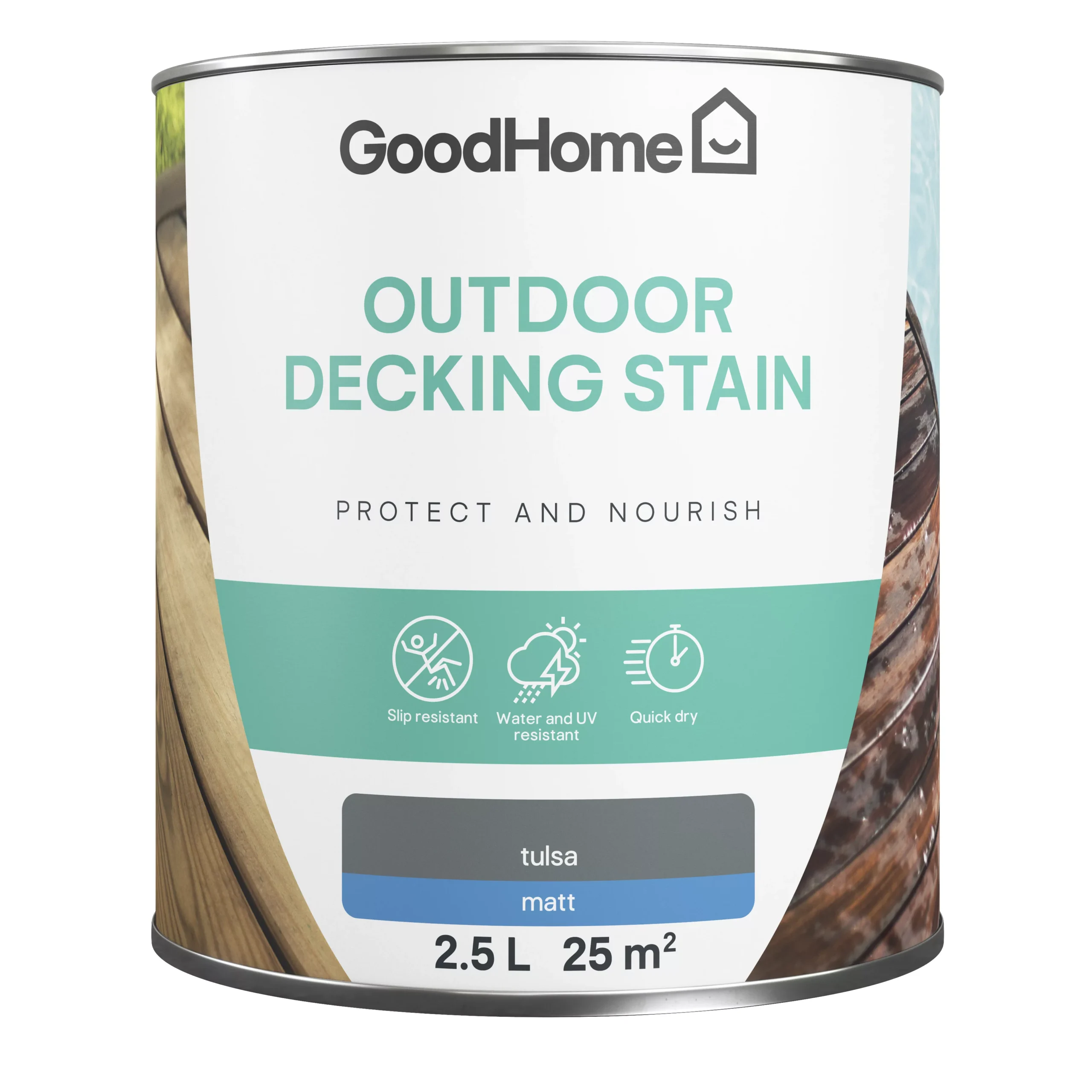 GoodHome Tulsa Matt Quick dry Decking Wood stain, 2.5L GoodHome Tulsa Matt Quick Dry Decking Wood Stain, 2.5L -trade point store goodhome tulsa matt quick dry decking wood stain 2 5l5059340297170 02c scaled