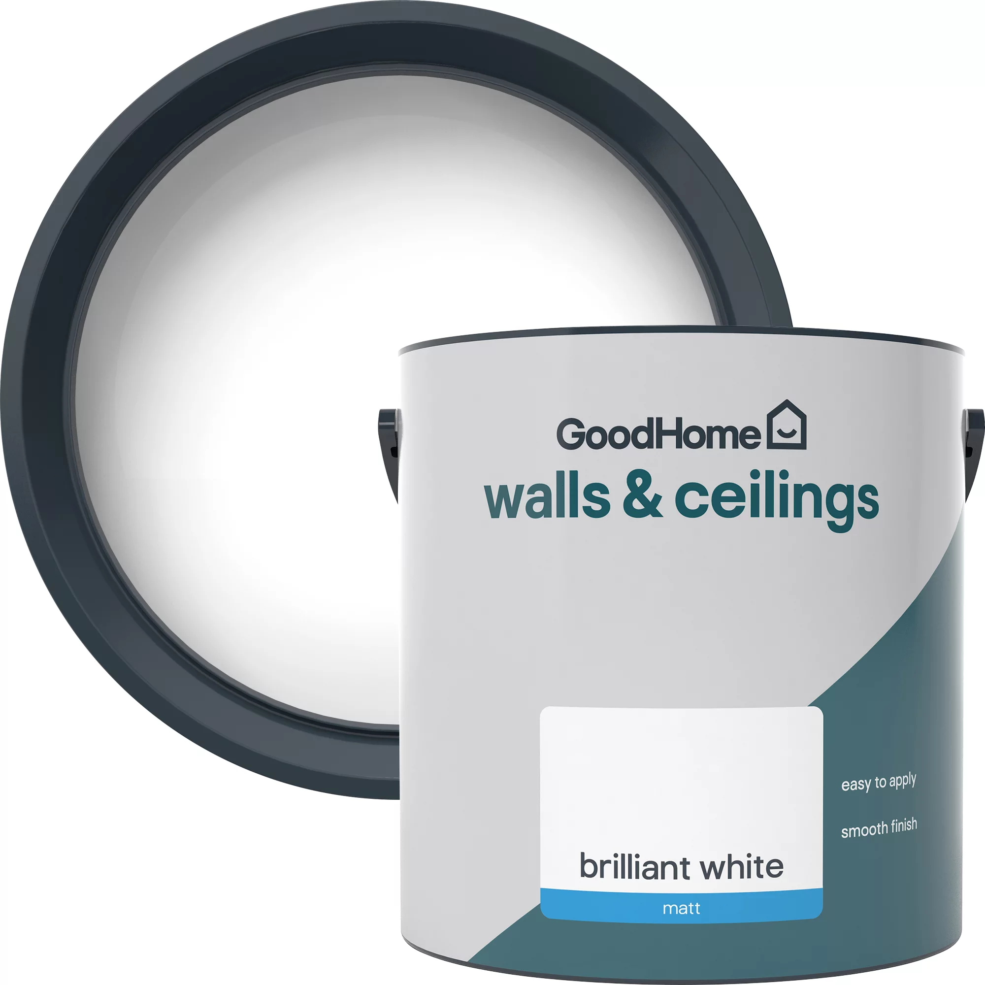 GoodHome Walls & Ceilings Brilliant white Vinyl matt Emulsion paint, 2.5L GoodHome Walls & Ceilings Brilliant White Vinyl Matt Emulsion Paint, 2.5L -trade point store goodhome walls ceilings brilliant white vinyl matt emulsion paint 2 5l5059340231983 37c