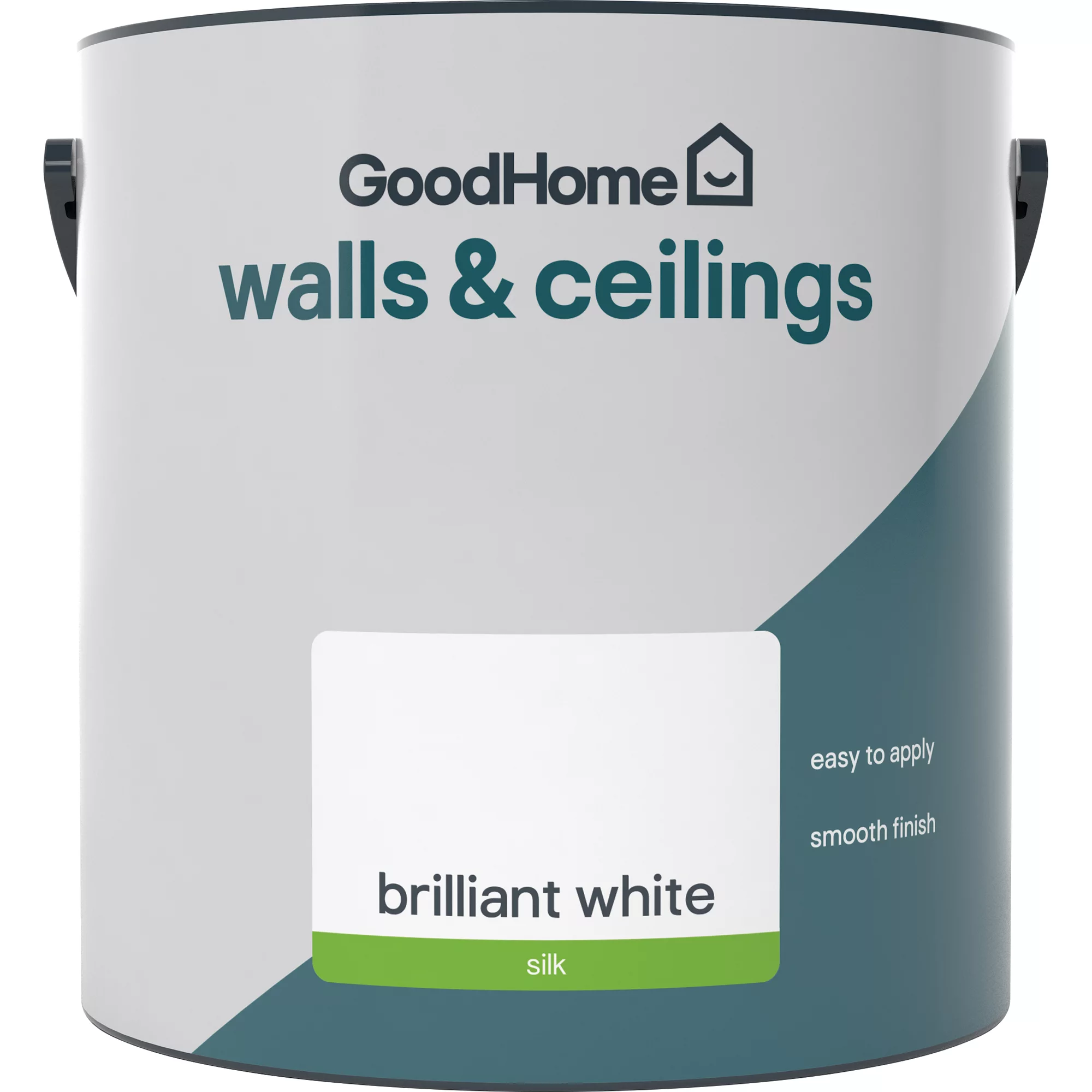 GoodHome Walls & Ceilings Brilliant white Vinyl silk Emulsion paint, 2.5L GoodHome Walls & Ceilings Brilliant White Vinyl Silk Emulsion Paint, 2.5L -trade point store goodhome walls ceilings brilliant white vinyl silk emulsion paint 2 5l5059340231990 02c