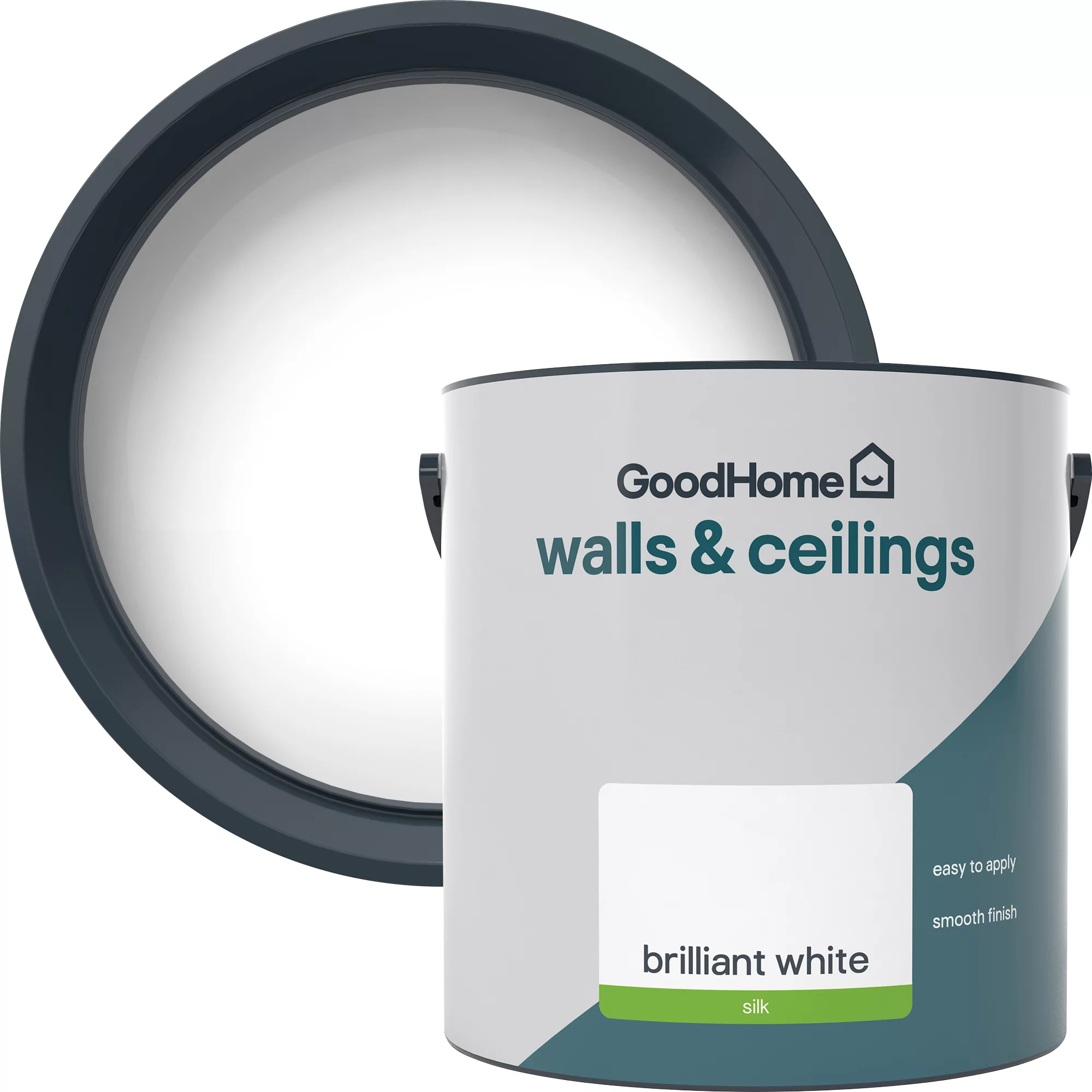 GoodHome Walls & Ceilings Brilliant white Vinyl silk Emulsion paint, 2.5L GoodHome Walls & Ceilings Brilliant White Vinyl Silk Emulsion Paint, 2.5L -trade point store goodhome walls ceilings brilliant white vinyl silk emulsion paint 2 5l5059340231990 37c
