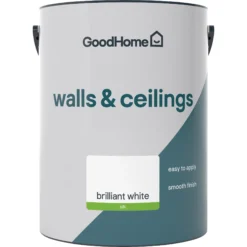 GoodHome Walls & Ceilings Brilliant White Vinyl Silk Emulsion Paint, 5L 3 GoodHome Walls & Ceilings Brilliant White Vinyl Silk Emulsion Paint, 5L -trade point store goodhome walls ceilings brilliant white vinyl silk emulsion paint 5l5059340232010 02c