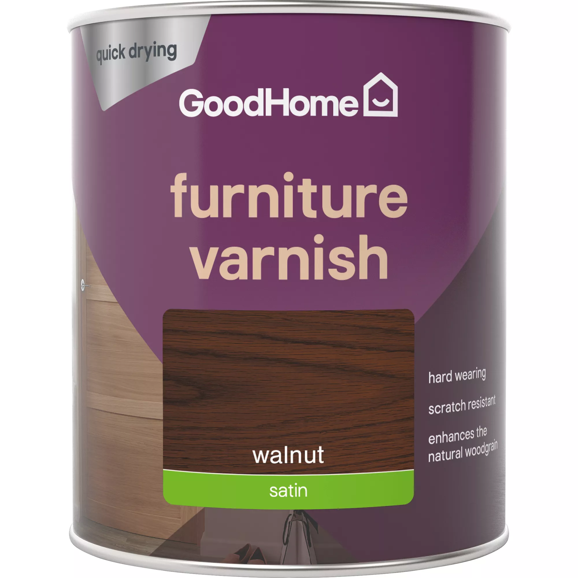 GoodHome Walnut Satin Multi-surface Furniture Wood varnish, 750ml GoodHome Walnut Satin Multi-surface Furniture Wood Varnish, 750ml -trade point store goodhome walnut satin multi surface furniture wood varnish 750ml5059340486826 02c