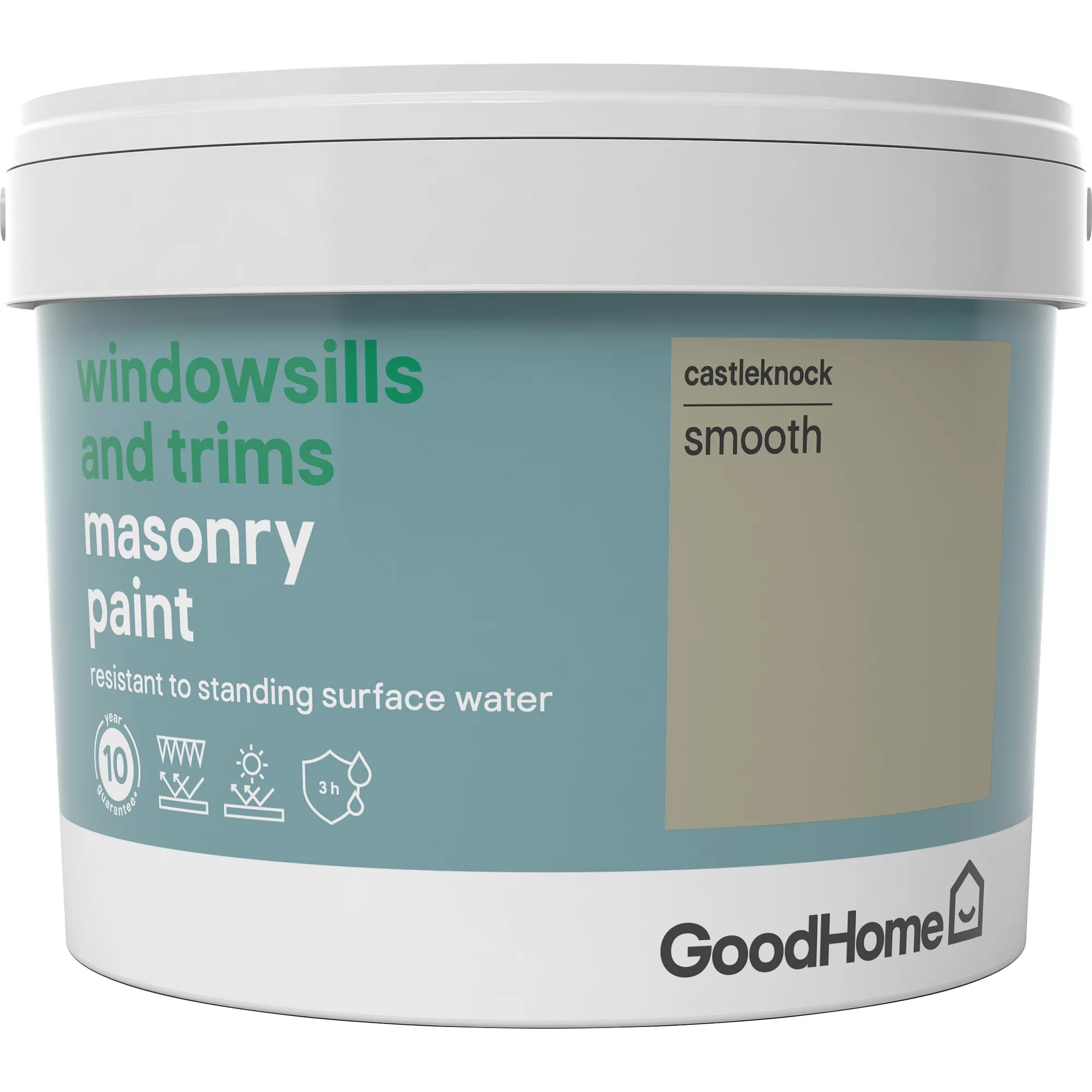 GoodHome Windowsills & trims Castleknock Smooth Matt Masonry paint, 2.5L GoodHome Windowsills & Trims Castleknock Smooth Matt Masonry Paint, 2.5L -trade point store goodhome windowsills trims castleknock smooth matt masonry paint 2 5l3663602520788 08c bq