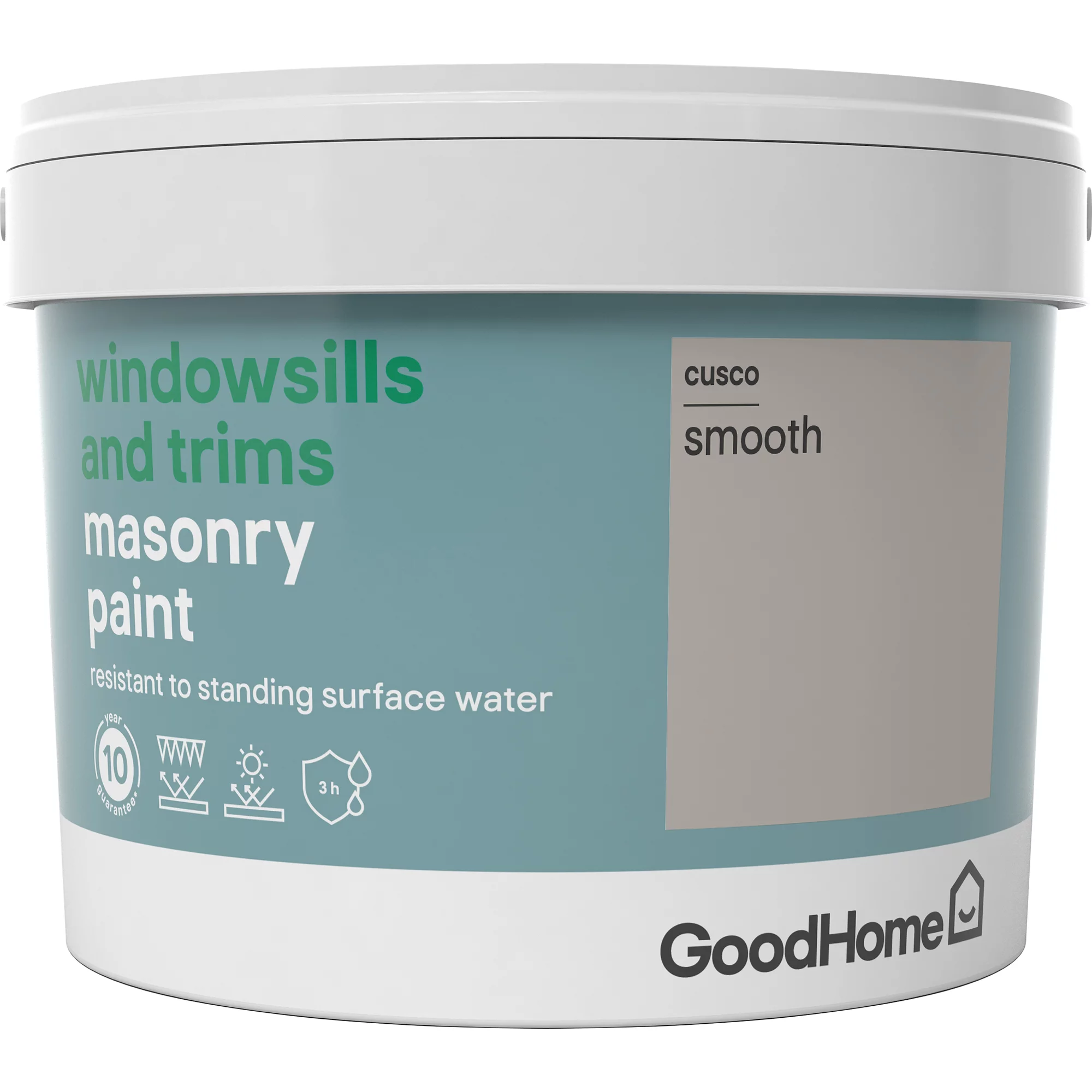 GoodHome Windowsills & trims Cusco Smooth Matt Masonry paint, 2.5L GoodHome Windowsills & Trims Cusco Smooth Matt Masonry Paint, 2.5L -trade point store goodhome windowsills trims cusco smooth matt masonry paint 2 5l3663602520757 08c bq
