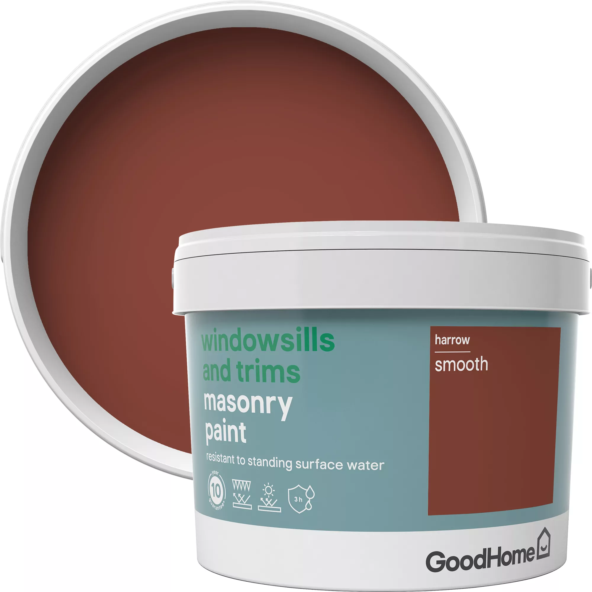 GoodHome Windowsills & trims Harrow Smooth Matt Masonry paint, 2.5L GoodHome Windowsills & Trims Harrow Smooth Matt Masonry Paint, 2.5L -trade point store goodhome windowsills trims harrow smooth matt masonry paint 2 5l3663602520634 02c bq