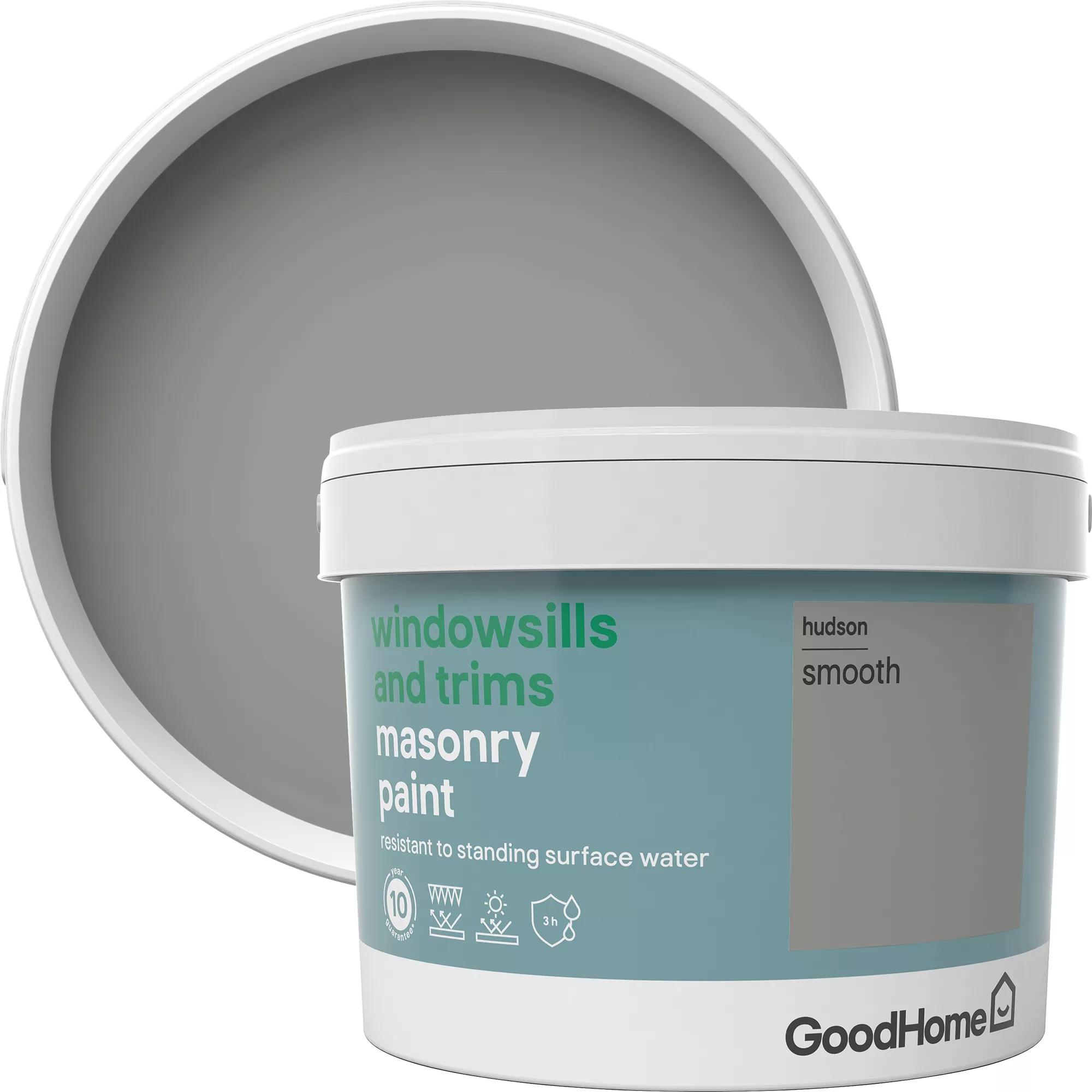 GoodHome Windowsills & trims Hudson Smooth Matt Masonry paint, 2.5L GoodHome Windowsills & Trims Hudson Smooth Matt Masonry Paint, 2.5L -trade point store goodhome windowsills trims hudson smooth matt masonry paint 2 5l3663602520702 02c bq