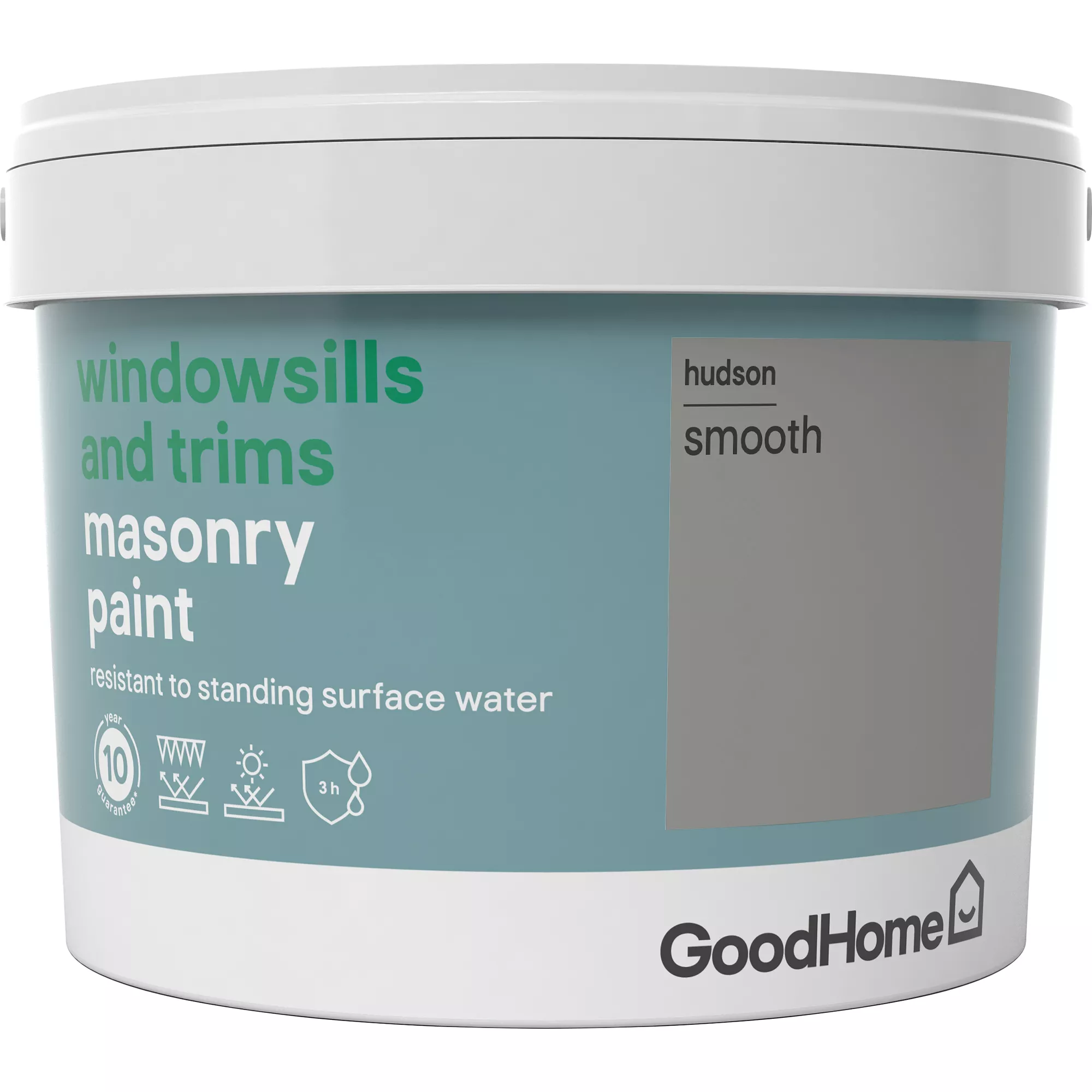 GoodHome Windowsills & trims Hudson Smooth Matt Masonry paint, 2.5L GoodHome Windowsills & Trims Hudson Smooth Matt Masonry Paint, 2.5L -trade point store goodhome windowsills trims hudson smooth matt masonry paint 2 5l3663602520702 08c bq
