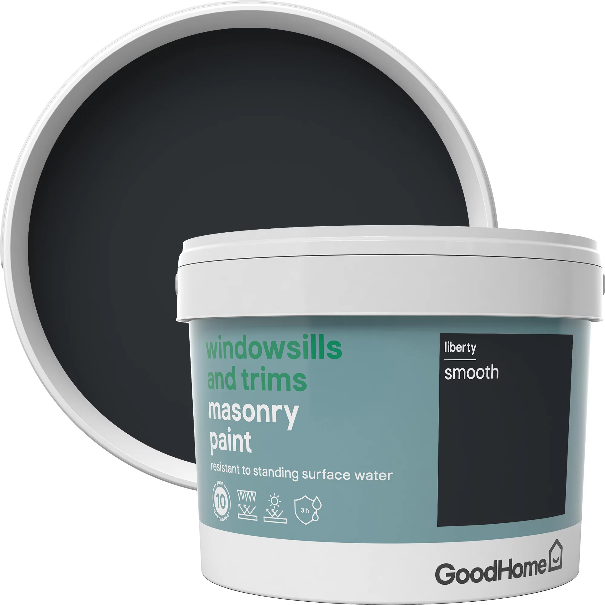 GoodHome Windowsills & trims Liberty Smooth Matt Masonry paint, 2.5L GoodHome Windowsills & Trims Liberty Smooth Matt Masonry Paint, 2.5L -trade point store goodhome windowsills trims liberty smooth matt masonry paint 2 5l3663602520542 37c