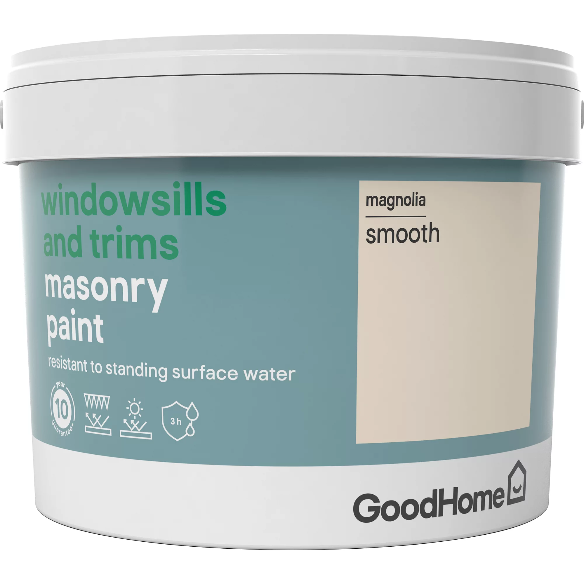GoodHome Windowsills & trims Magnolia Smooth Matt Masonry paint, 2.5L GoodHome Windowsills & Trims Magnolia Smooth Matt Masonry Paint, 2.5L -trade point store goodhome windowsills trims magnolia smooth matt masonry paint 2 5l3663602520603 08c bq