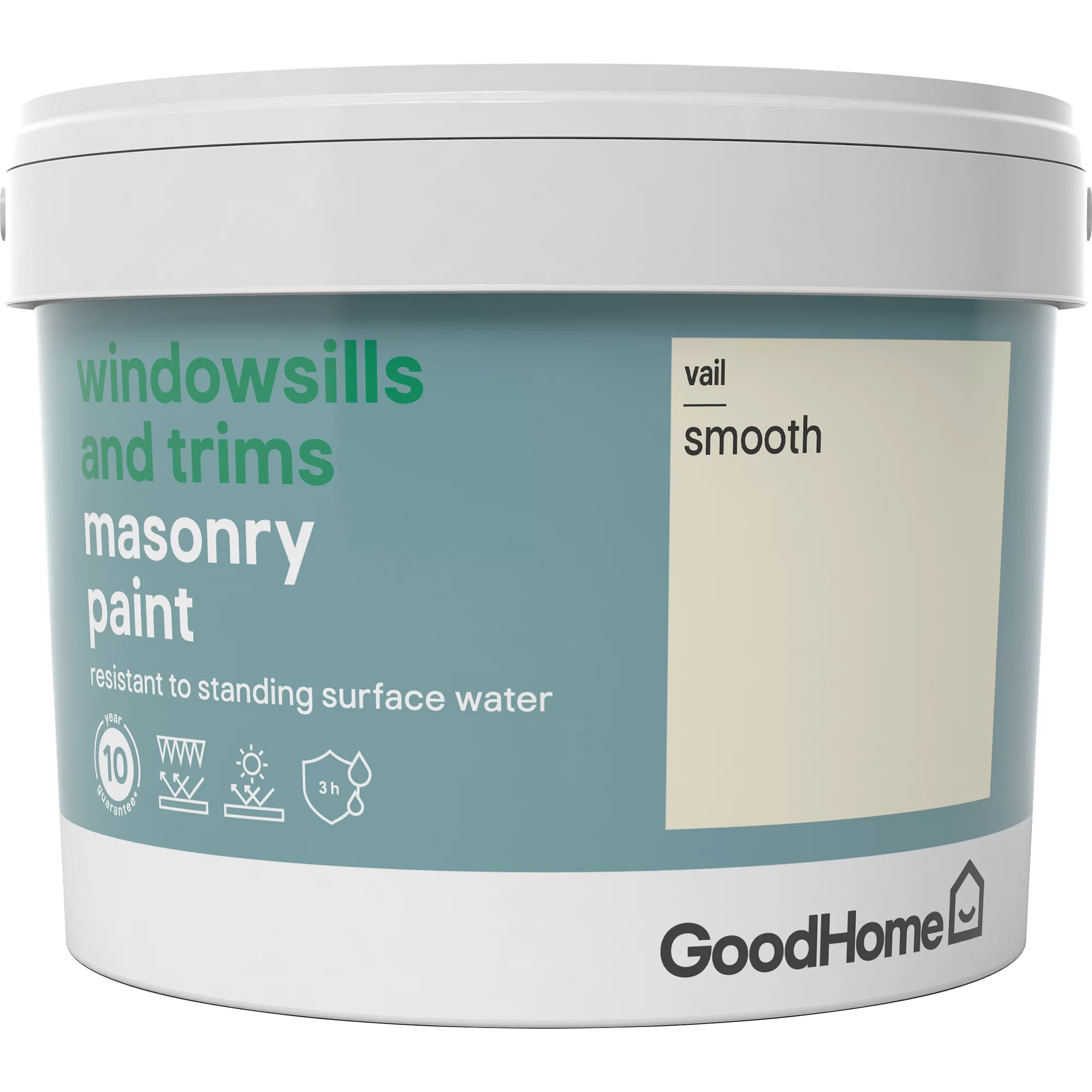 GoodHome Windowsills & trims Vail Smooth Matt Masonry paint, 2.5L GoodHome Windowsills & Trims Vail Smooth Matt Masonry Paint, 2.5L -trade point store goodhome windowsills trims vail smooth matt masonry paint 2 5l3663602520726 02c